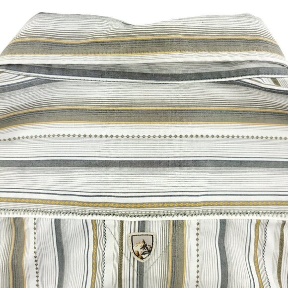 KUHL Suncel Shirt Men's XL Button Up Short Sleeve Striped Hiking Metal Buttons - Picture 11 of 11